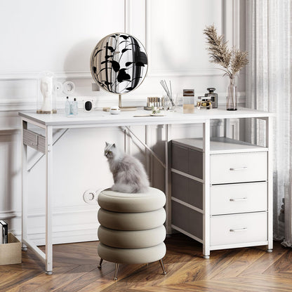 ODK Schreibtisch 120x48cm mit 3 Schubladen, Steckdosen, USB – Weiss