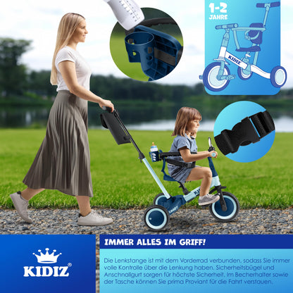 KIDIZ® 6in1 Kinder Laufrad Dreirad Lauflernhilfe - Blau