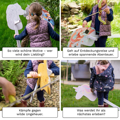 FOLDZILLA Steckenpferde Pappe weiss – 10er Set Hobbyhorse zum Bemalen