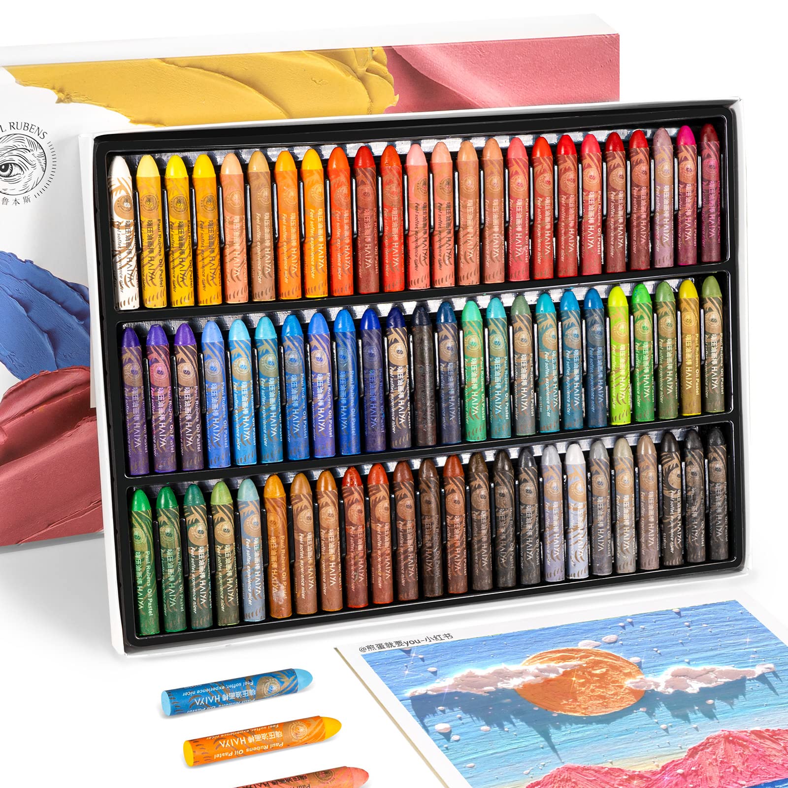Paul Rubens Ölpastellkreide Set, 72 Farben, weiche Pastellkreiden zum Zeichnen und Skizzieren