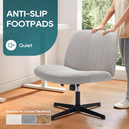 COLAMY Breiter Bürostuhl Armlos Hellgrau - Ergonomisch