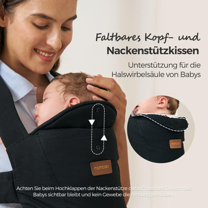 Momcozy Babytrage Neugeborene ergonomisch 3-11kg – Schwarz