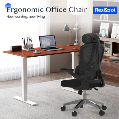 FLEXISPOT ergonomischer Bürostuhl mit 2D-Kopfstütze – Schwarz