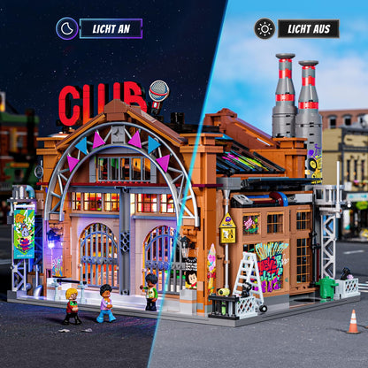Funwhole Fabrikhaus-der-Musik Beleuchtetes Klemmbausteinhaus F9068