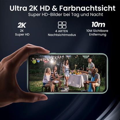 Funstorm CB54 2K Überwachungskamera Aussen mit Solarpanel, 2er-Set