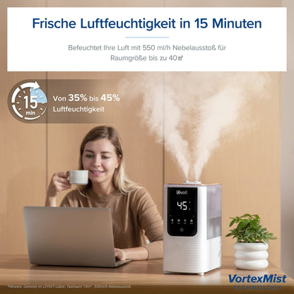 LEVOIT Smart Luftbefeuchter Warm- & Kaltnebel – Weiss
