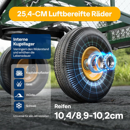 VIVOHOME Gartenwagen VH524-GR Transportwagen bis 400 kg mit Luftreifen