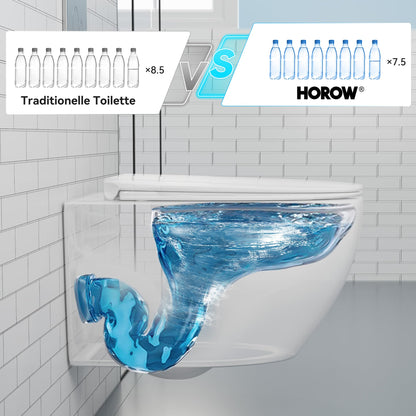HOROW Hänge-WC Set D-Form 52 cm – Absenkautomatik WC-Sitz