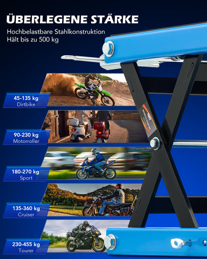 Orion Motor Tech Motorrad Scherenheber 500kg höhenverstellbar - Blau