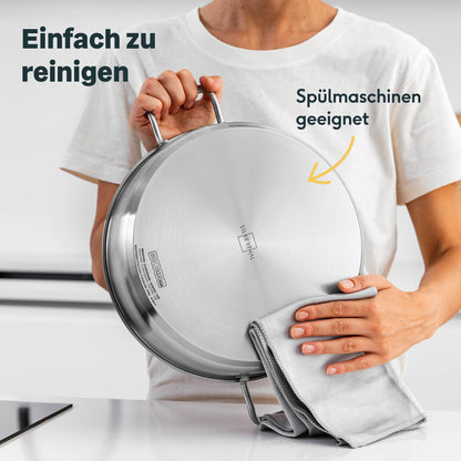 SILBERTHAL Schmorpfanne 28 cm unbeschichtet mit Deckel