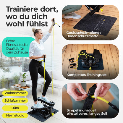 LANDWEHR Stepper Fitnessgerät für Zuhause - Schwarz 180kg