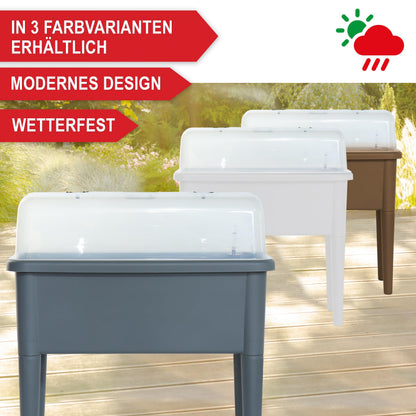 Onbest Hochbeet Frühbeet mit Abdeckhaube und Wasseranzeige, Grau