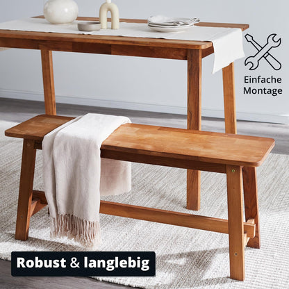 KHG Holzbank Sitzbank 100cm - Eiche Massiv Landhaus
