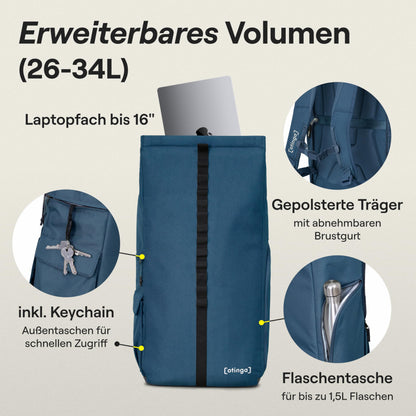 otinga Flip V3 Fahrradtasche Rucksack 34L wasserdicht für Gepäckträger