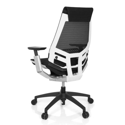 hjh OFFICE GENIDIA SMART Drehstuhl Weiss Netzstoff Schwarz
