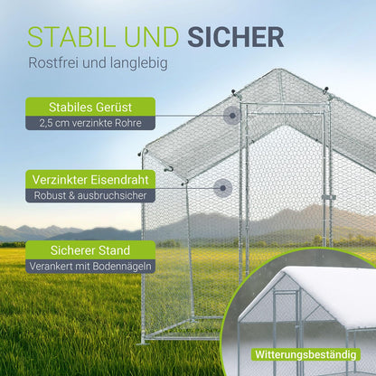 Juskys Freilaufgehege 2x2x2m – Hühnerstall begehbar