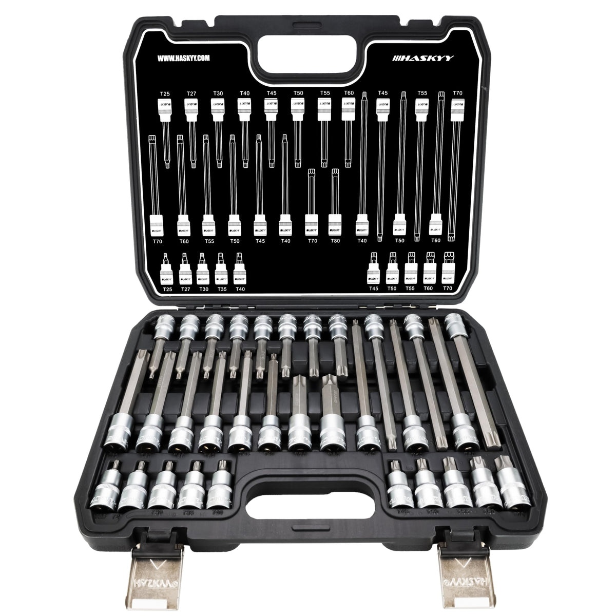 HASKYY Torx Steckschlüsselsatz 32-teilig T25-T80 im Werkzeugkoffer