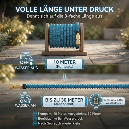 Xonic Tirex Flexibler Gartenschlauch 30 m mit 10 Strahlarten, Blau