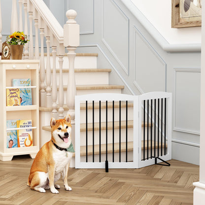 HOLTICO Hundeabsperrgitter Holz freistehend faltbar weiss