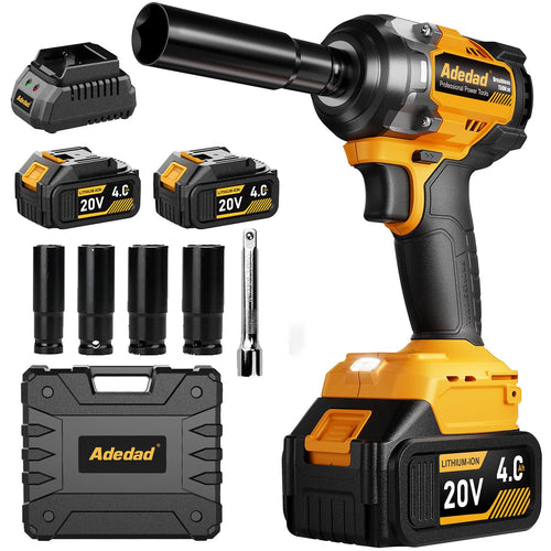 Adedad Akku-Schlagschrauber PL50W 750 Nm bürstenlos 1/2 Zoll mit Stecknüssen und Akku