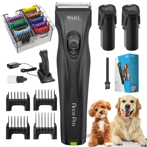 Agrarzone Wahl Moser Arco Pro Hundeschermaschine 2x Akku: Schwarze Akku-Schermaschine für die Fellpflege von Hunden.