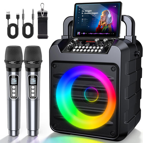 Dislocati Karaoke Maschine mit 2 Funkmikrofonen, 20W, Bluetooth 5.3