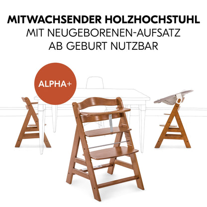 hauck Alpha+ Newborn Set 2in1 Bouncer Babyhochstuhl - Walnuss