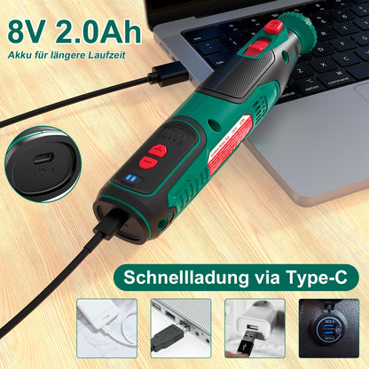 HYCHIKA Akku-Rotationswerkzeug 8V TX111 mit 145-teiligem Zubehör
