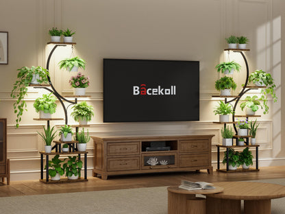 BACEKOLL Pflanzenständer Wachstumslicht 8 Ebenen Schwarz