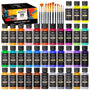 ARTFLY Acrylfarben Set, 36 Farben à 60 ml, mit 12 Pinseln für Acrylmalerei auf Leinwand, Holz und Stein