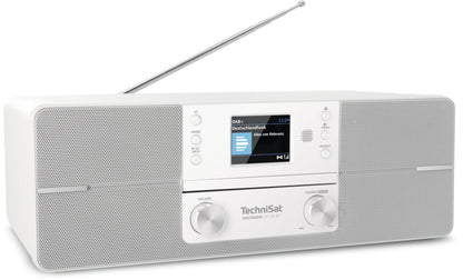 TechniSat Digitradio 371 CD BT Digitalradio Kompaktanlage - Weiss: Weiße Kompaktanlage mit DAB+/UKW-Radio, CD-Player und Bluetooth-Audiostreaming.