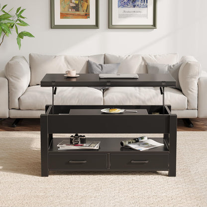 Rolanstar Kaffeetisch umwandelbar - schwarz 100x50 cm