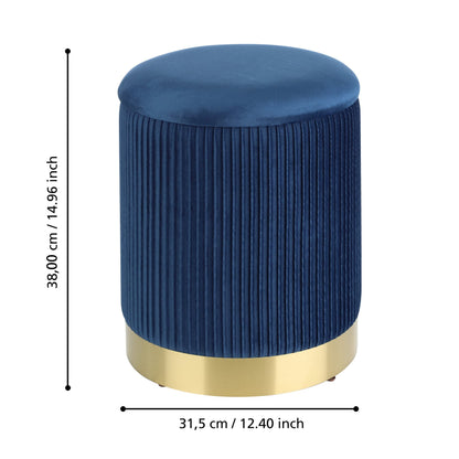 EGLO LIVING Mashike Hocker mit Stauraum – 2er Set Samt Blau Gold