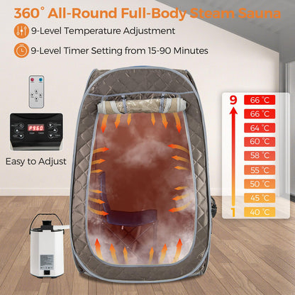 HOMASIS Tragbare Dampfsauna Saunazelt Set für Zuhause - Grau