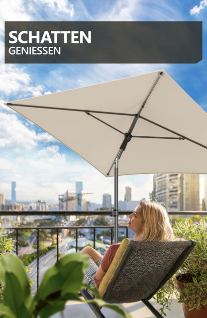 4smile SunnyShade Plus Sonnenschirm Balkon Set, 200 x 125 cm, Beige