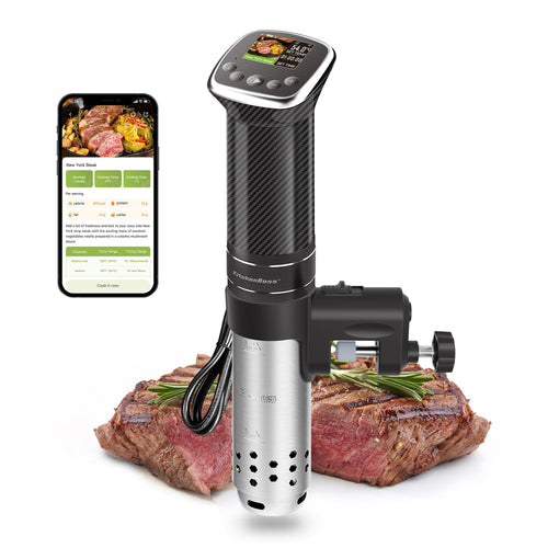 KitchenBoss Sous Vide Stick Präzisionskocher – WLAN 1100W. Stab. Hält Wasser exakt auf Temperatur zum Sous-Vide-Garen.
