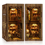 Cuiwos Book Nook Bausatz Klassische Edition mit LED-Beleuchtung: Miniatur-Bücherzimmer aus Holz als Buchstütze
