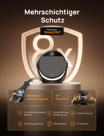 Dreo Heizlüfter DR-HSH020, 1500 W, PTC-Keramik, Fernbedienung, schwarz