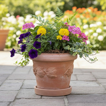 Teramico Blumentopf Terrakotta Conca Limoni mit Untersetzer 25 cm
