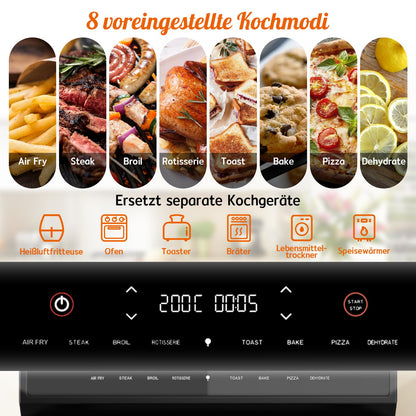 HYSapientia 24L Heissluftfritteuse XXL Ofen - LED Touchscreen Edelstahl
