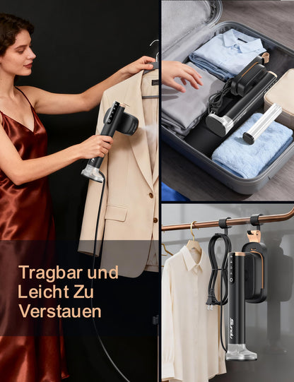 Sundu Dampfglätter 2-in-1 Reisebügeleisen mit LED-Display, schwarz