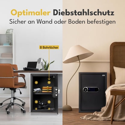 LEBENLANG 43L Möbeltresor – Fingerabdrucksensor & Zahlenschloss