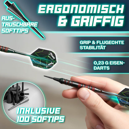 RE:SPORT Elektronische Dartscheibe Set mit 12 Pfeilen, LED-Anzeige