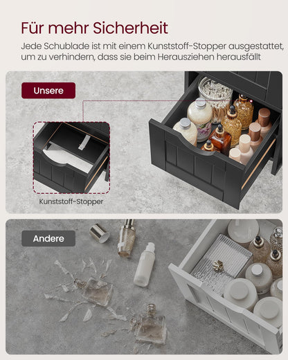 VASAGLE Badezimmerschrank 4 Schubladen – Tintenschwarz LHC040B01
