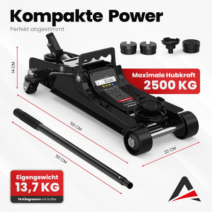 AUTORIA Wagenheber 2.5T flach hydraulisch mit Koffer