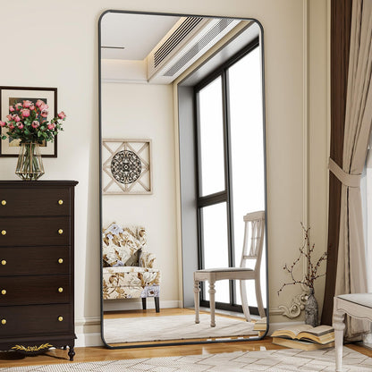 Koonmi Standspiegel Ganzkörper abgerundet 76x171cm - Schwarz