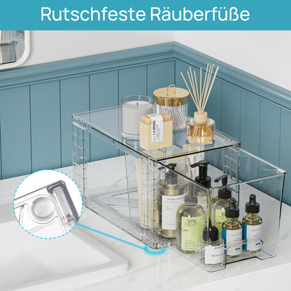 Vtopmart Aufbewahrungsschubladen 4er-Set aus transparentem Acryl