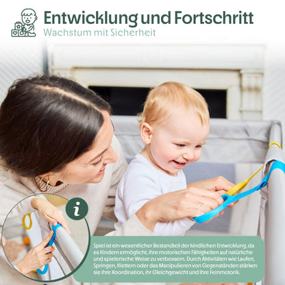 Akeraq Laufgitter 127x127cm – Baby Laufstall mit Matratze