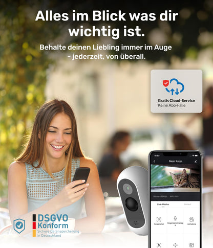 PetTec Cam Free Outdoor Hundekamera - wetterfeste WLAN-Kamera mit Akku