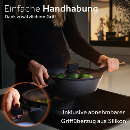 ZWIEGER Schmorpfanne Aluguss 28cm mit Deckel – Antihaft Induktion